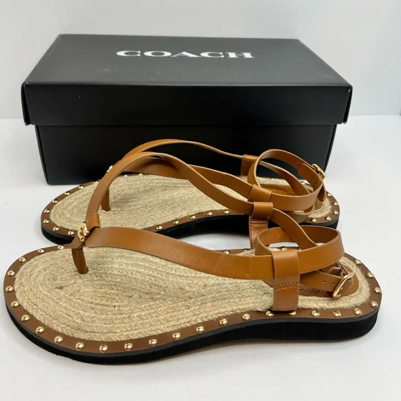 COACH SANDALS, “GRACEY LEATHER “PENNY” COLOR, WOMENS SIZE 7.5-B, EUR 38-B - Picture 5 of 16